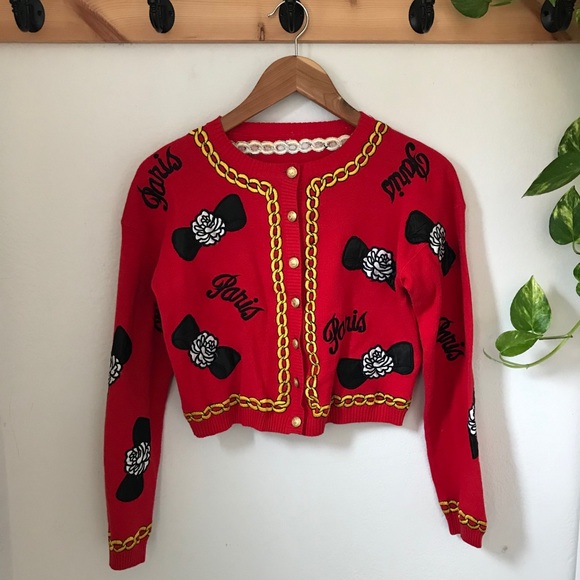 Sweaters - Vintage Cropped “Paris” sweater